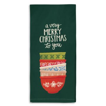 Merry Christmas Mixing Bowls Kitchen Towel